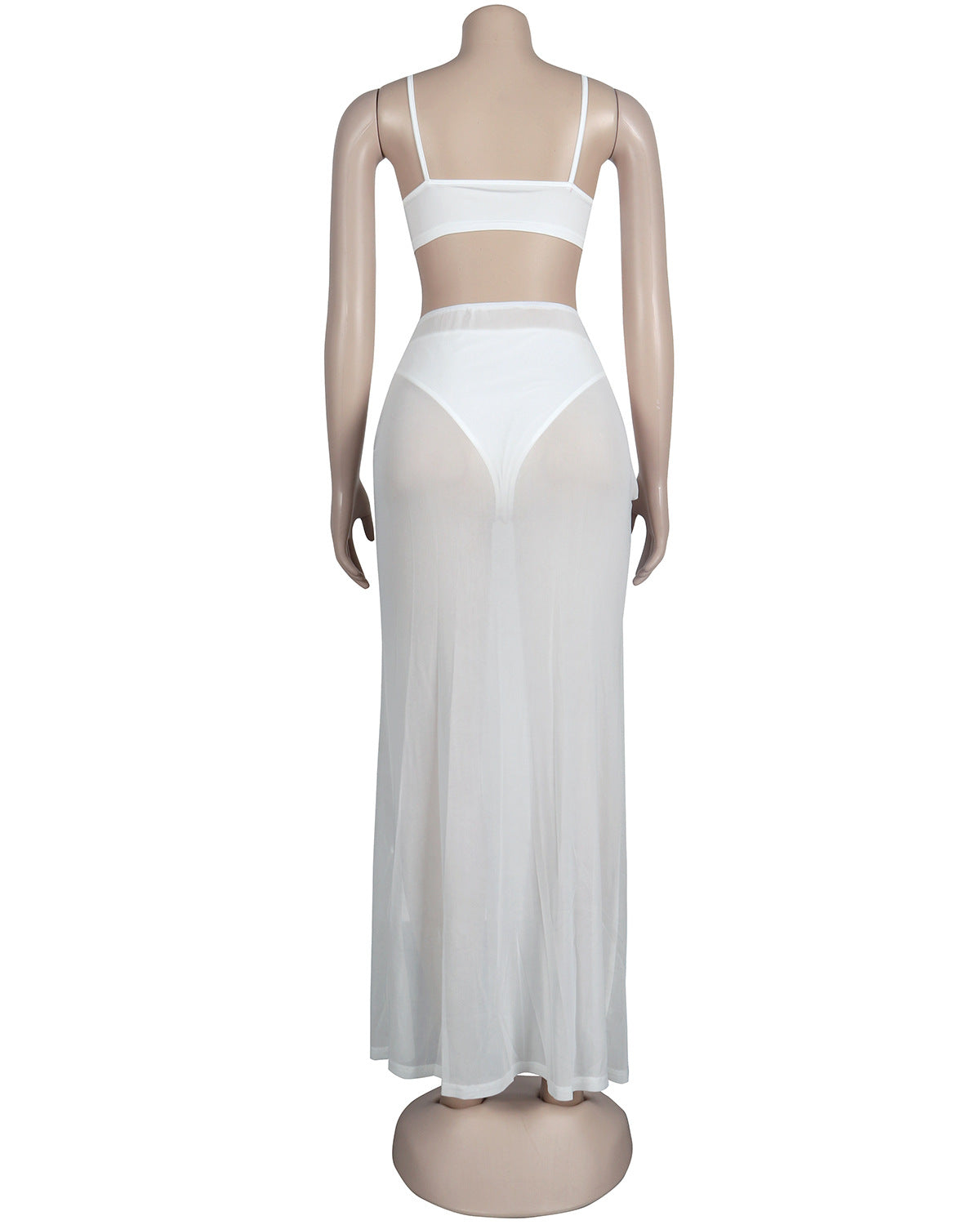 Women Sexy Suspender Crop Top and Slit Skirt Two-piece Set 7