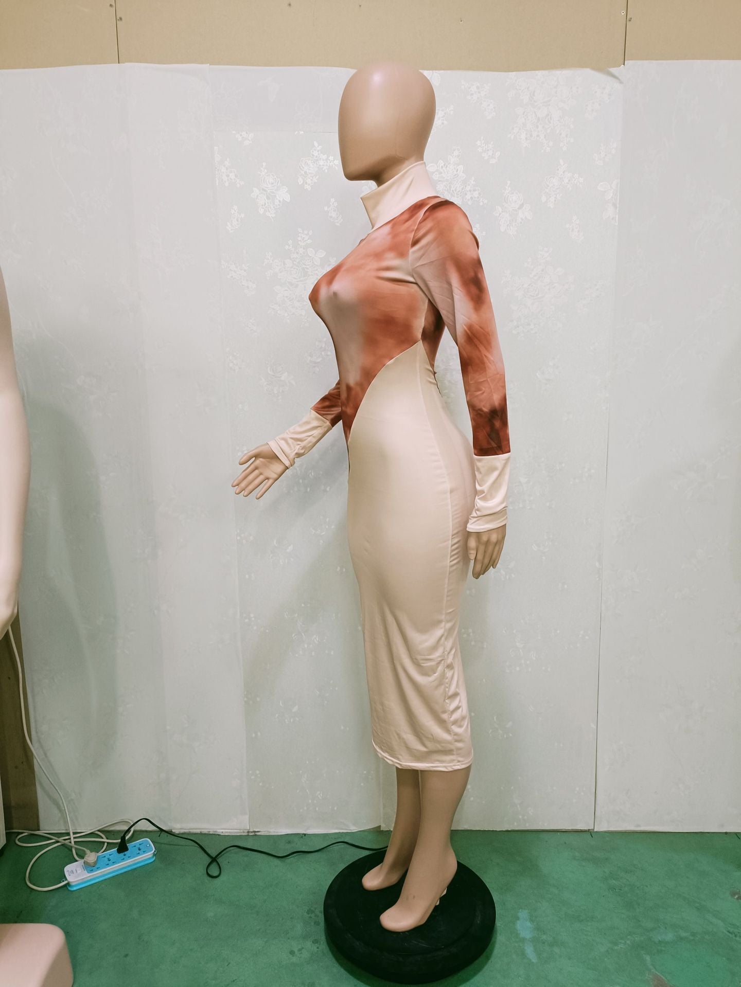 Women Casual Printed Patchwork Turtleneck Dress 10