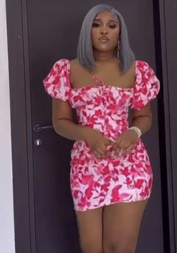 Women Sexy Backless Printed Dress