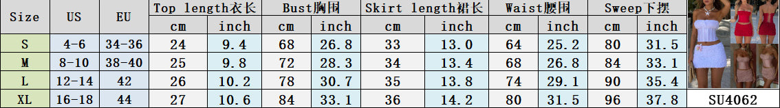 Women Summer Strapless Crop Top and Mini Skirt Two-Piece Set 15