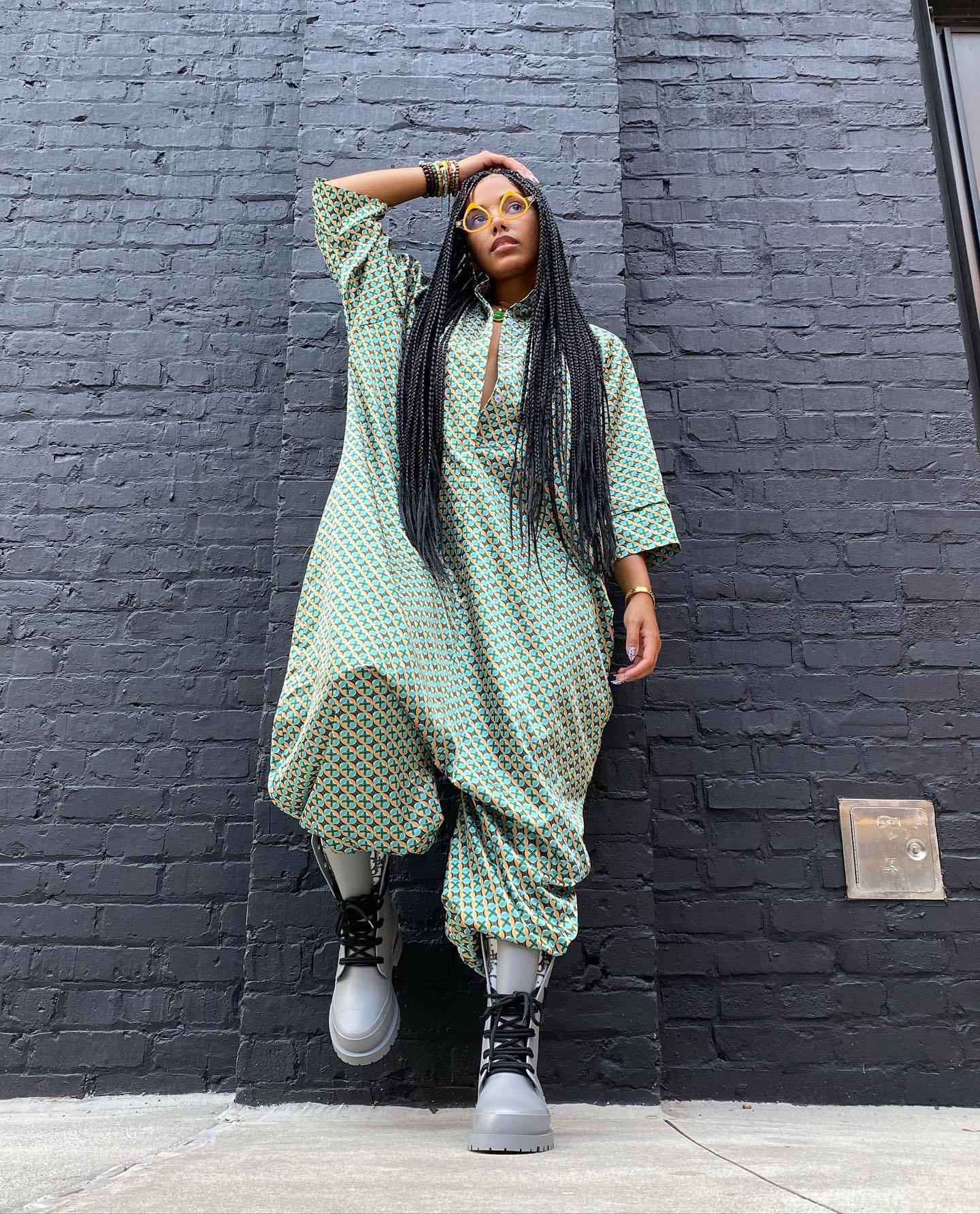 Fashionable Digital Printed Three-Quarter Sleeve  Loose Jumpsuit 3