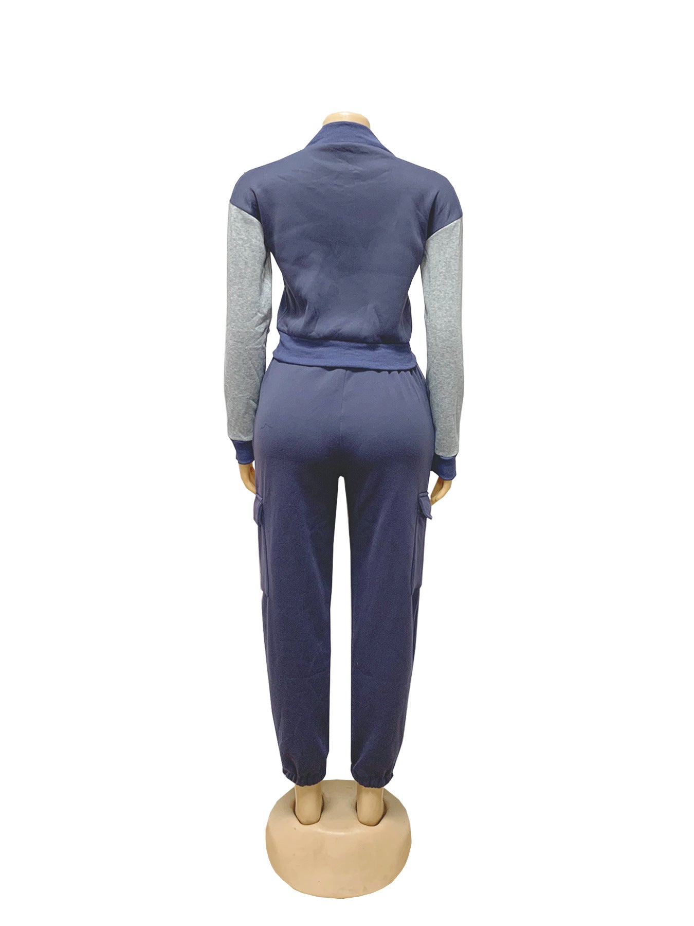 Women Casual Letter Printed Contrast Color Long Sleeve Zipper Top and Pants Two Piece Set 18