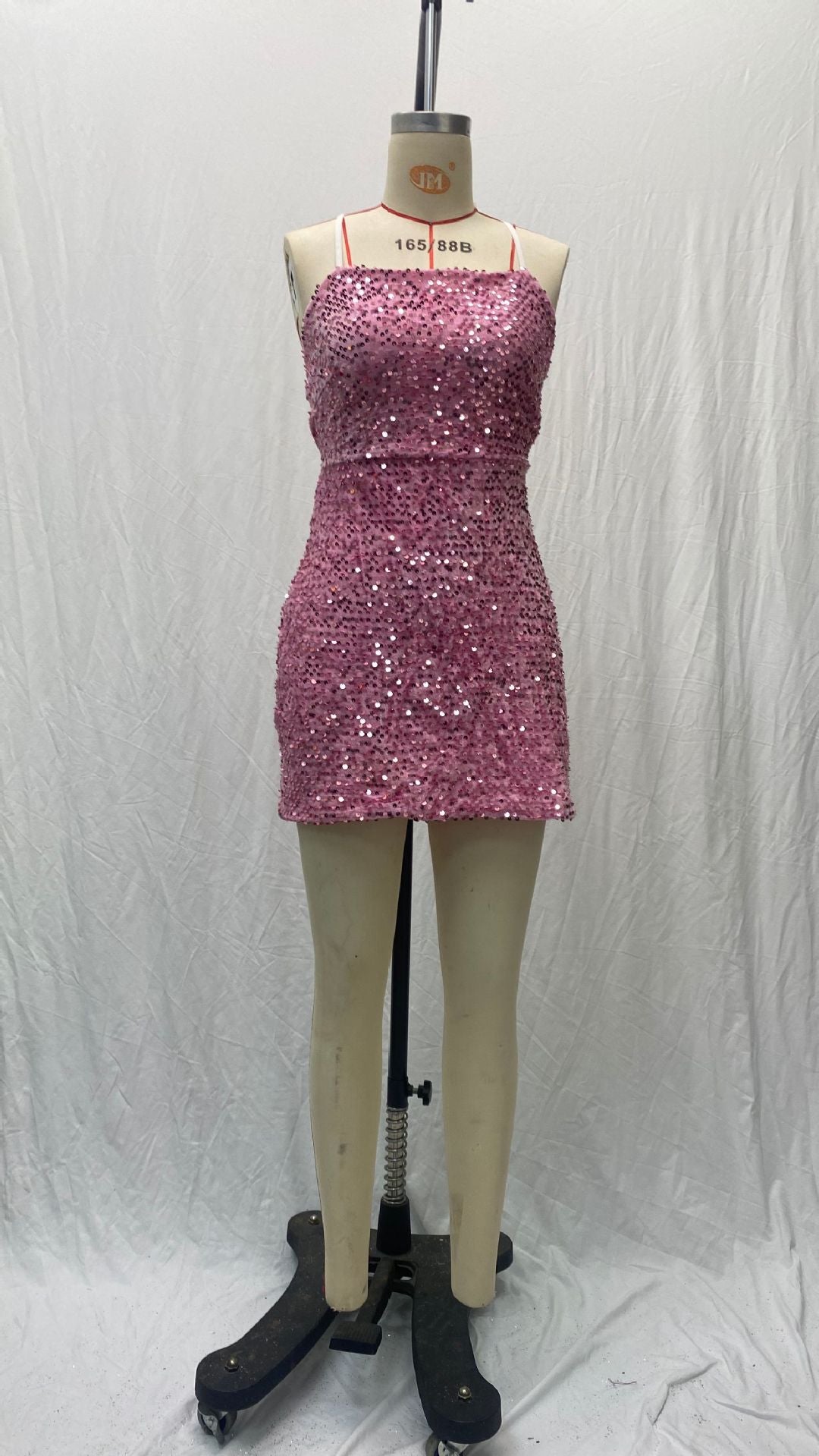 Women French Sequin Backless Bodycon Dress 26