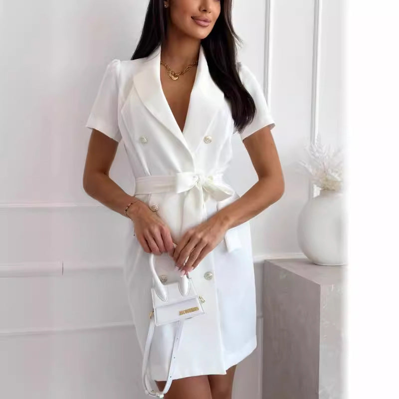 Women summer v-neck double-breasted dress 9