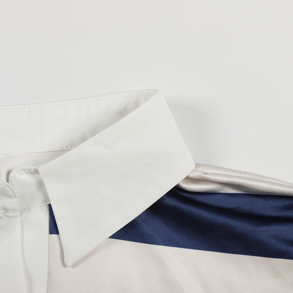 Women Striped Contrast Turndown Collar Crop Top and Skirt Two-Piece Set 7