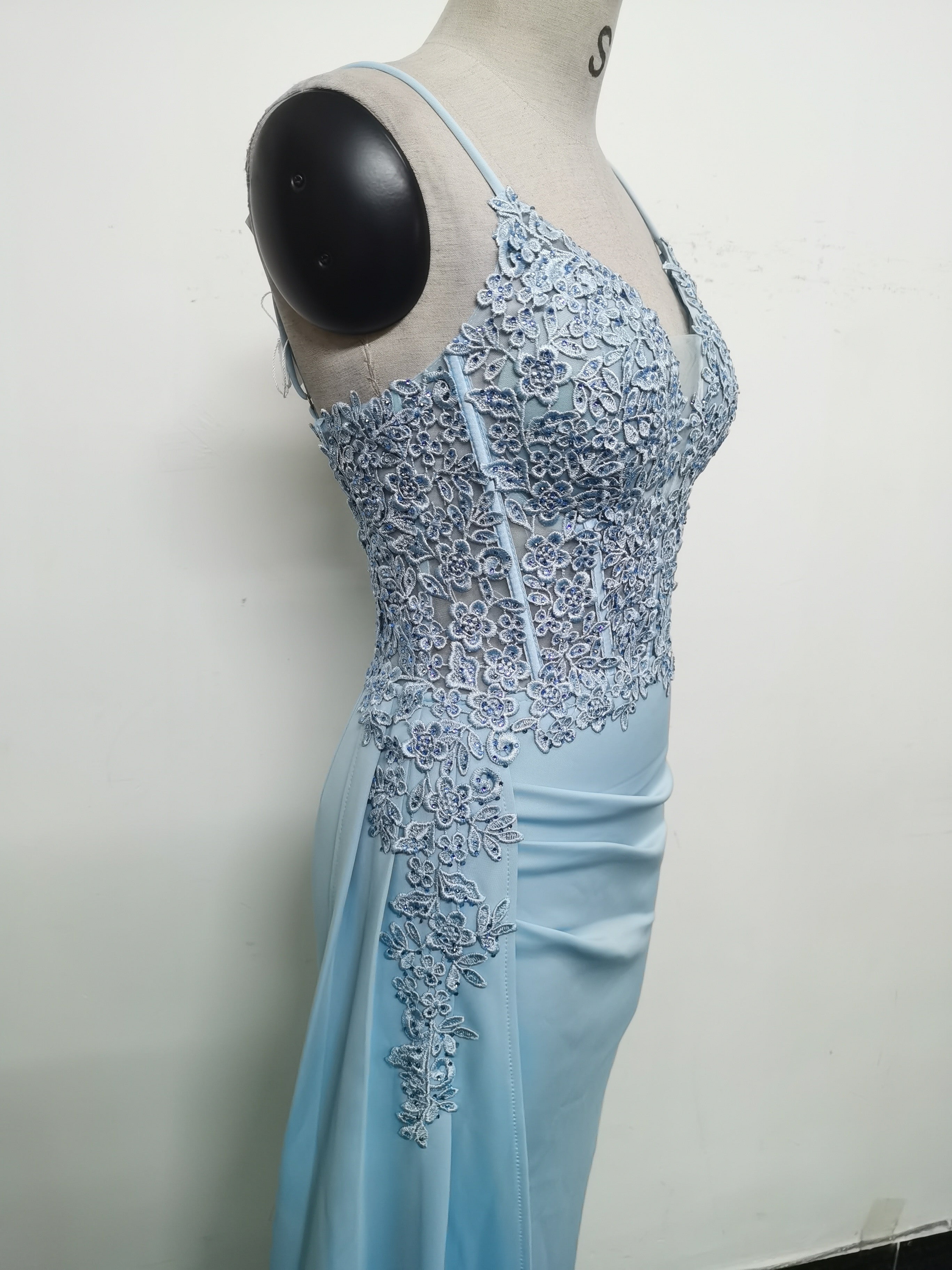 Women Beaded Flowered Fishbone Evening Dress 34