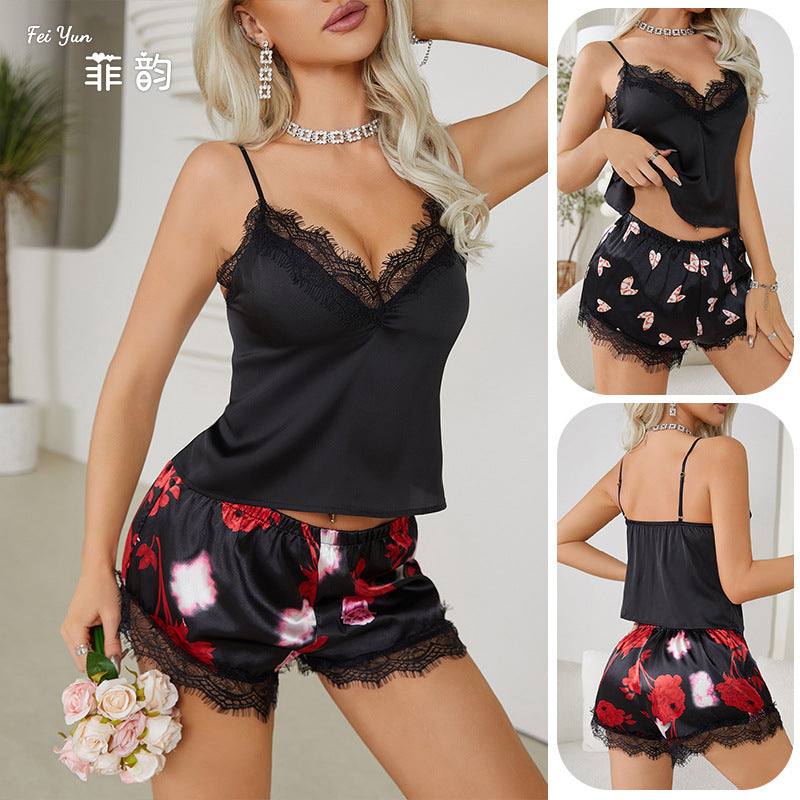 Printed Sexy Straps Shorts Set Sexy Underwear Fashion Home Clothes 9