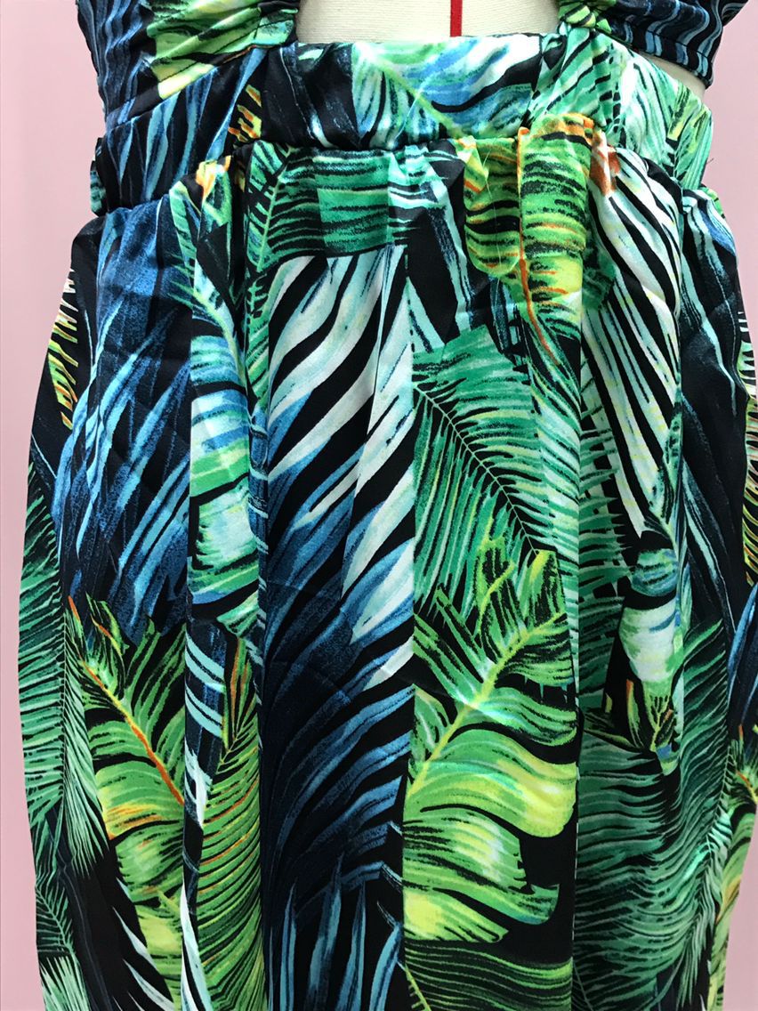 Women's Fashionable Sexy Halter Lace-Up Print Long Dress 10