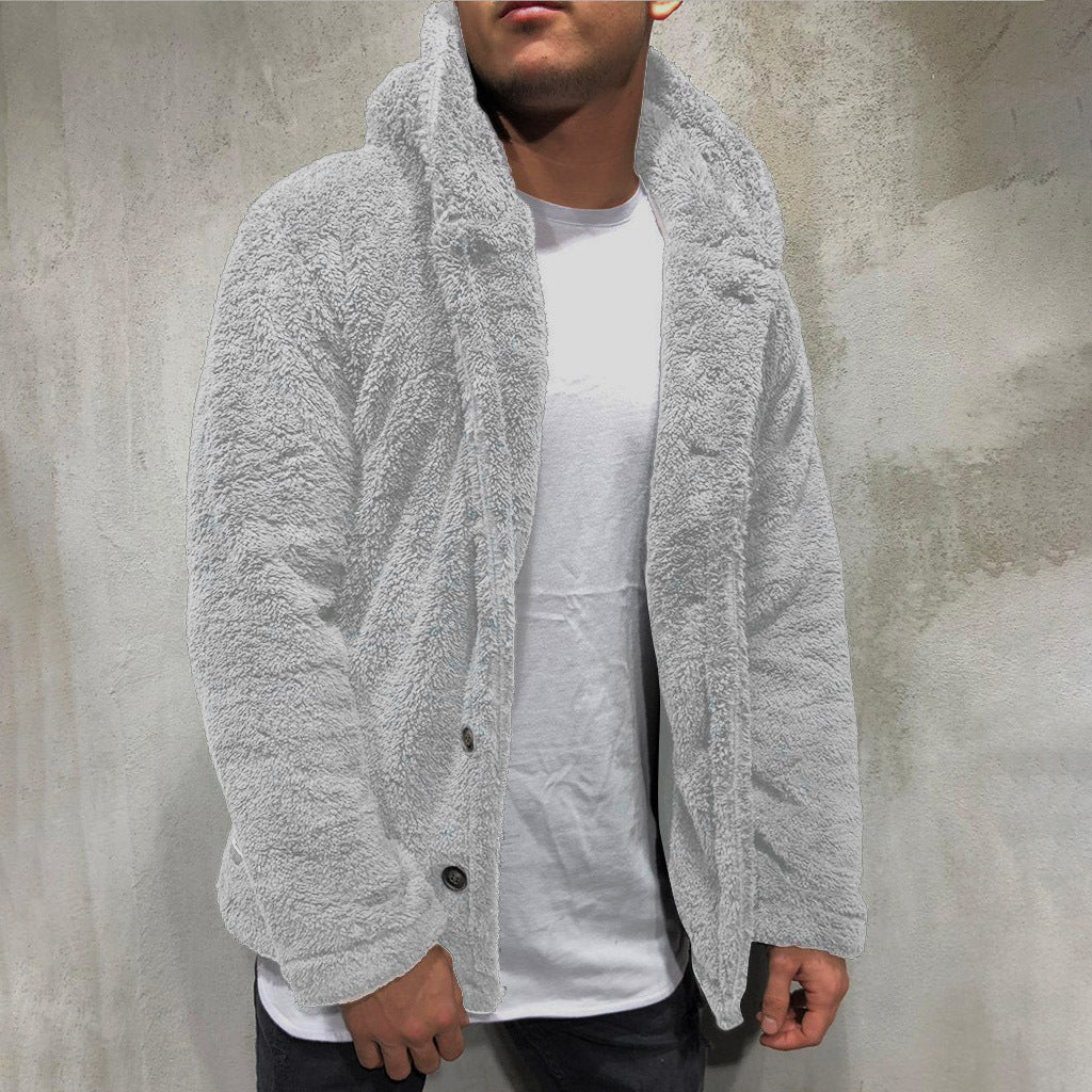 Autumn And Winter Men's Hooded Solid Color Fleece Sweater Fashionable Clothing 3