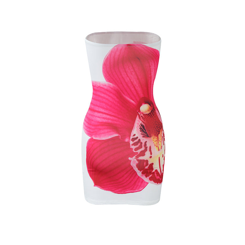 Women's Summer Strapless Floral Bodycon Short Dress 10