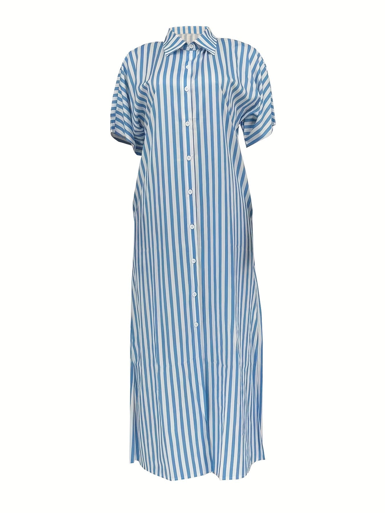 Women's Summer Casual Pocket Shirt Long Dress 11