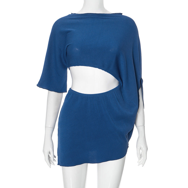 Women's Casual Hollow Loose Slim Fit Pleated Dress 6