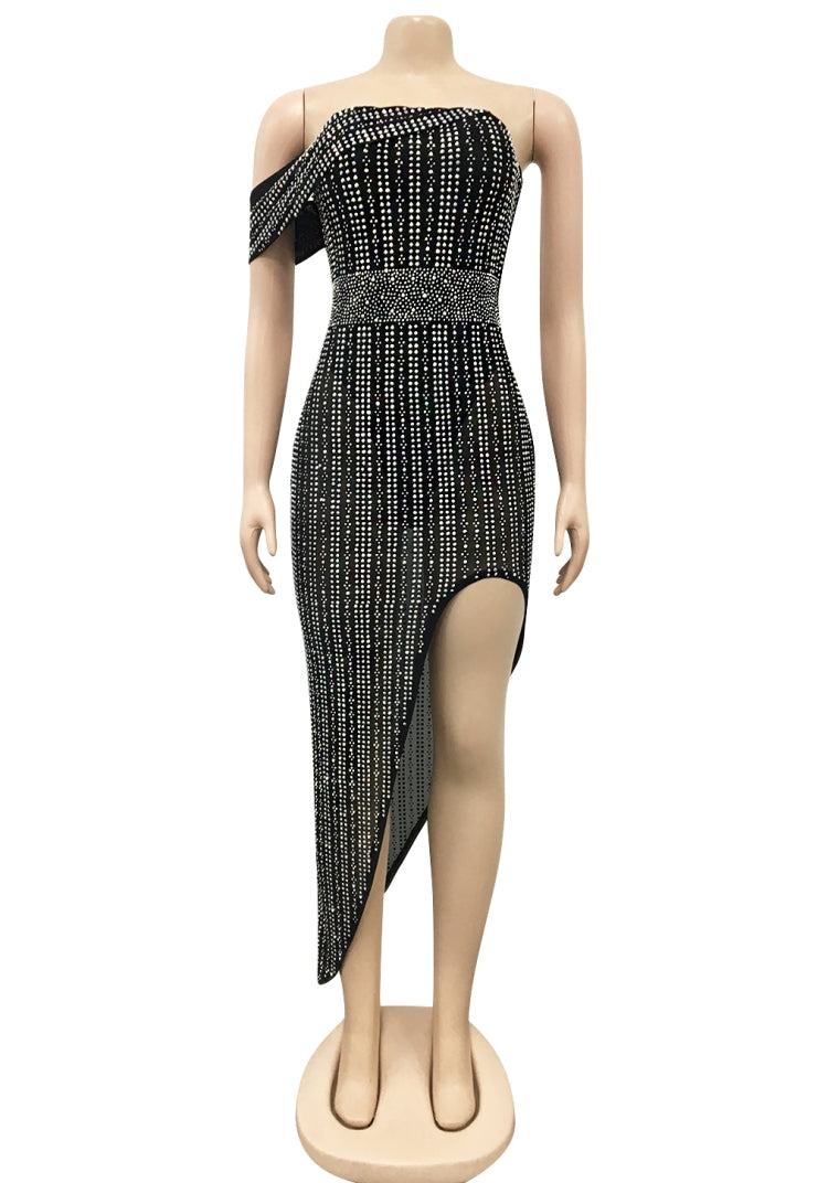 Summer Formal Beaded Strapless Irregular Long Party Dress 4