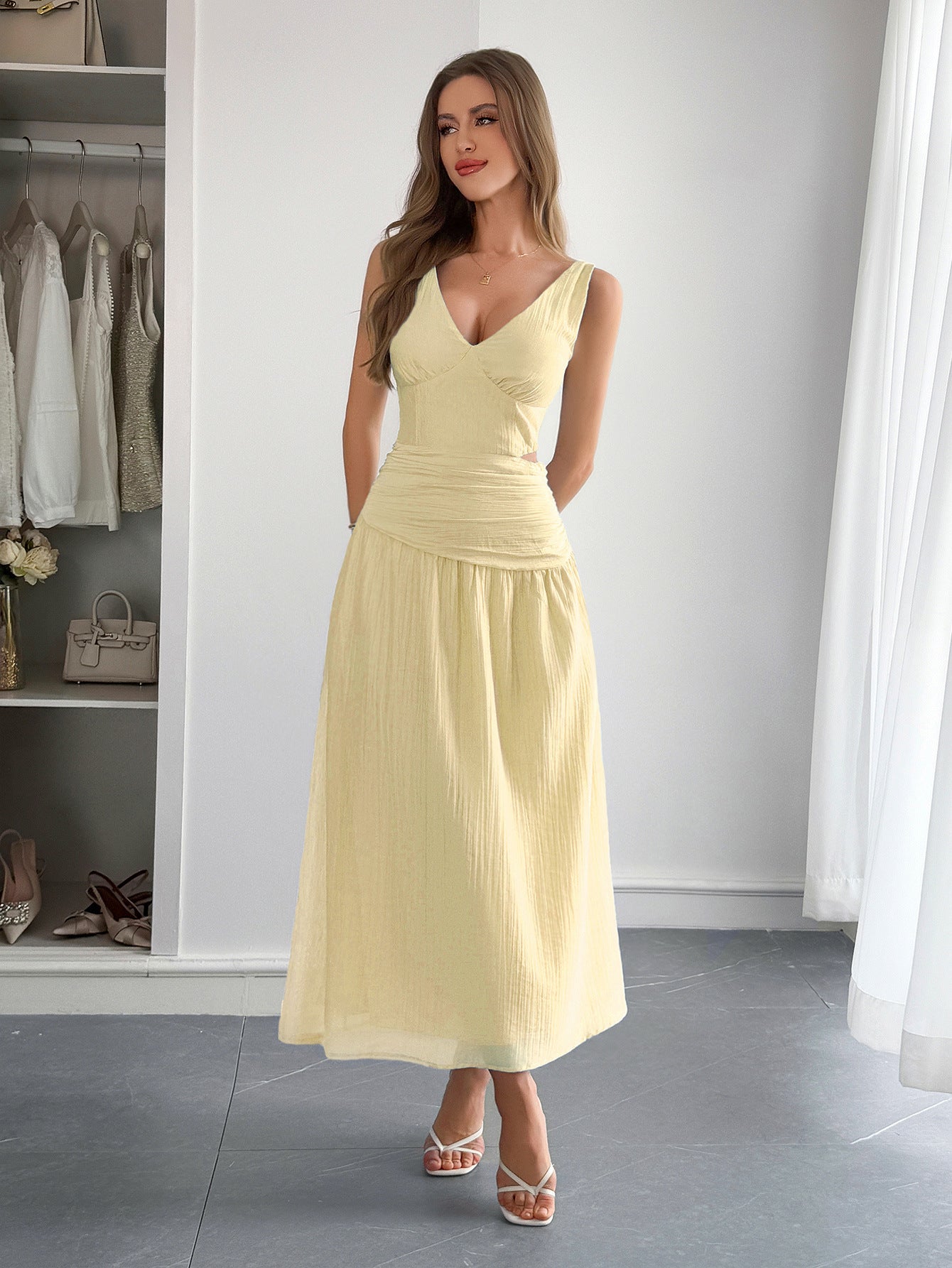 Elegant Holiday Deep V-Neck Maxi Dress for Summer 11