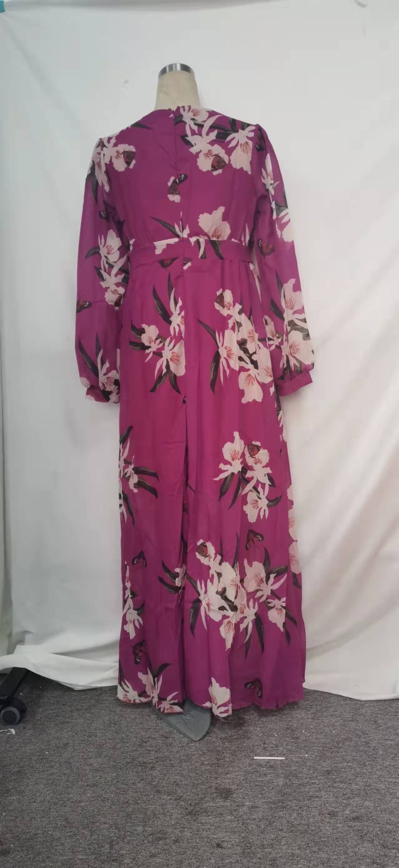 Women v-neck long-sleeve printed dress 5