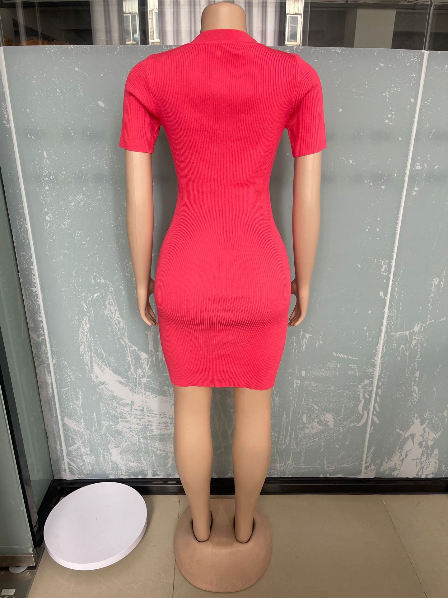 Women Round Neck Knitting Short Sleeve Dress 17