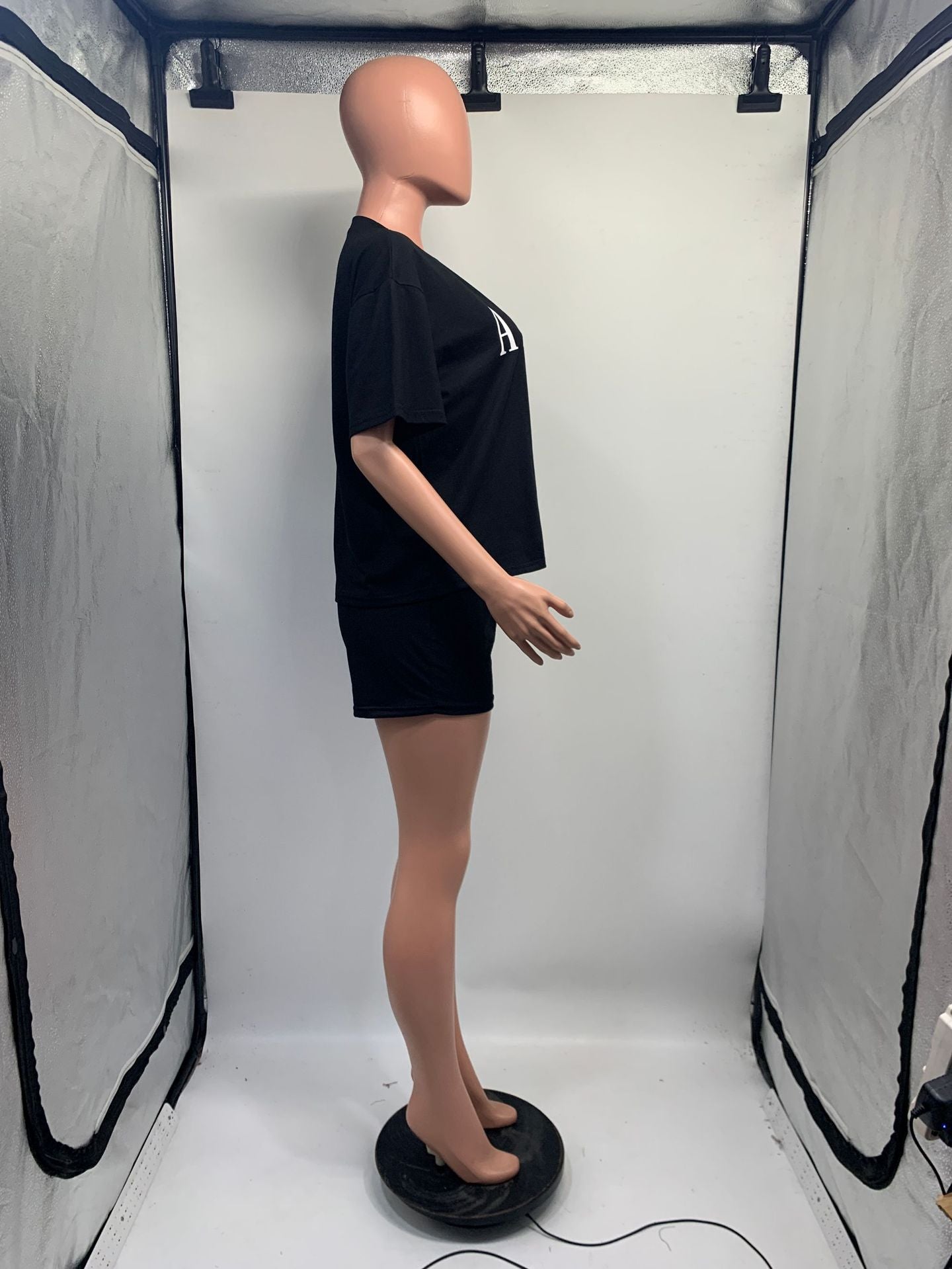 Women's Printed Round Neck Short Sleeve Shorts Two-Piece Set 12