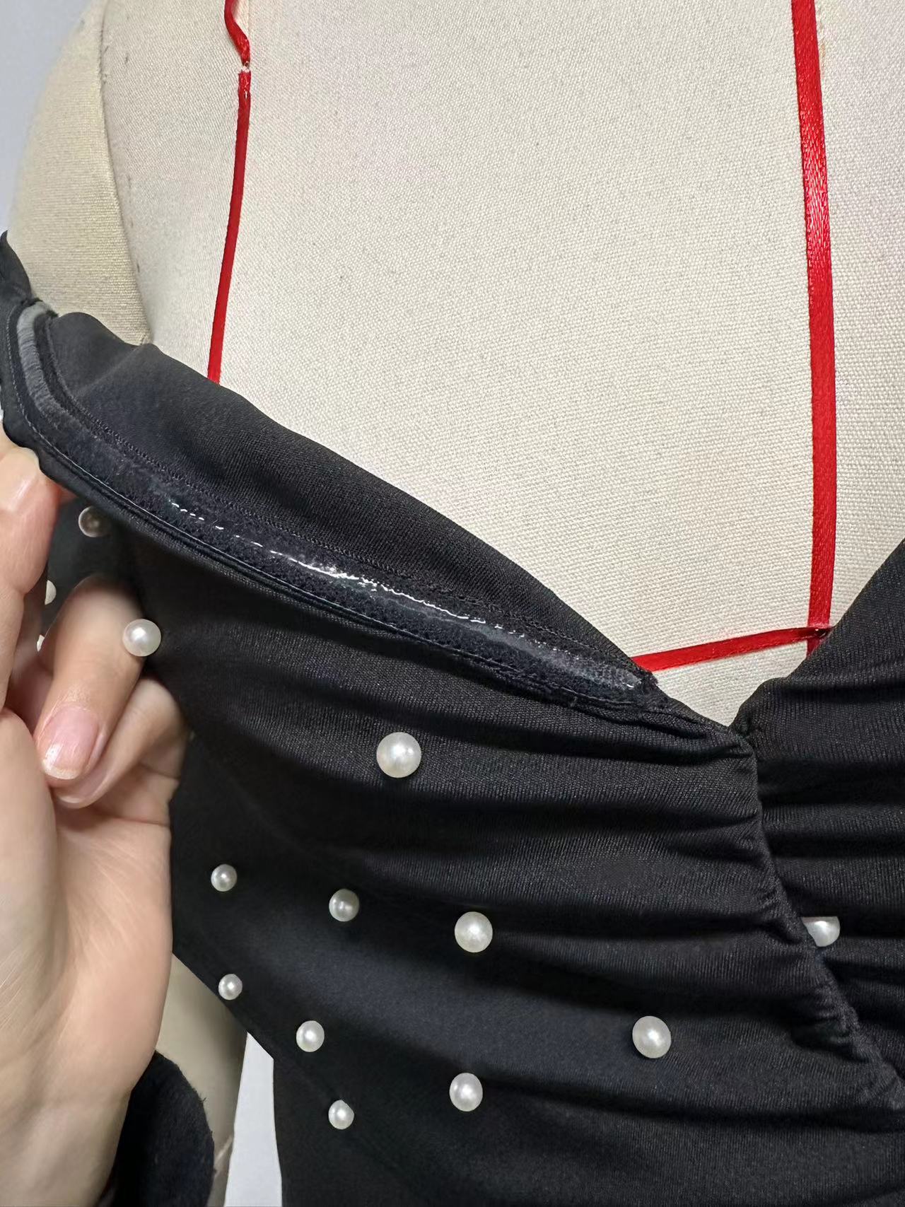 Sexy Pearl Off Shoulder Slit Plus Size Dress 14