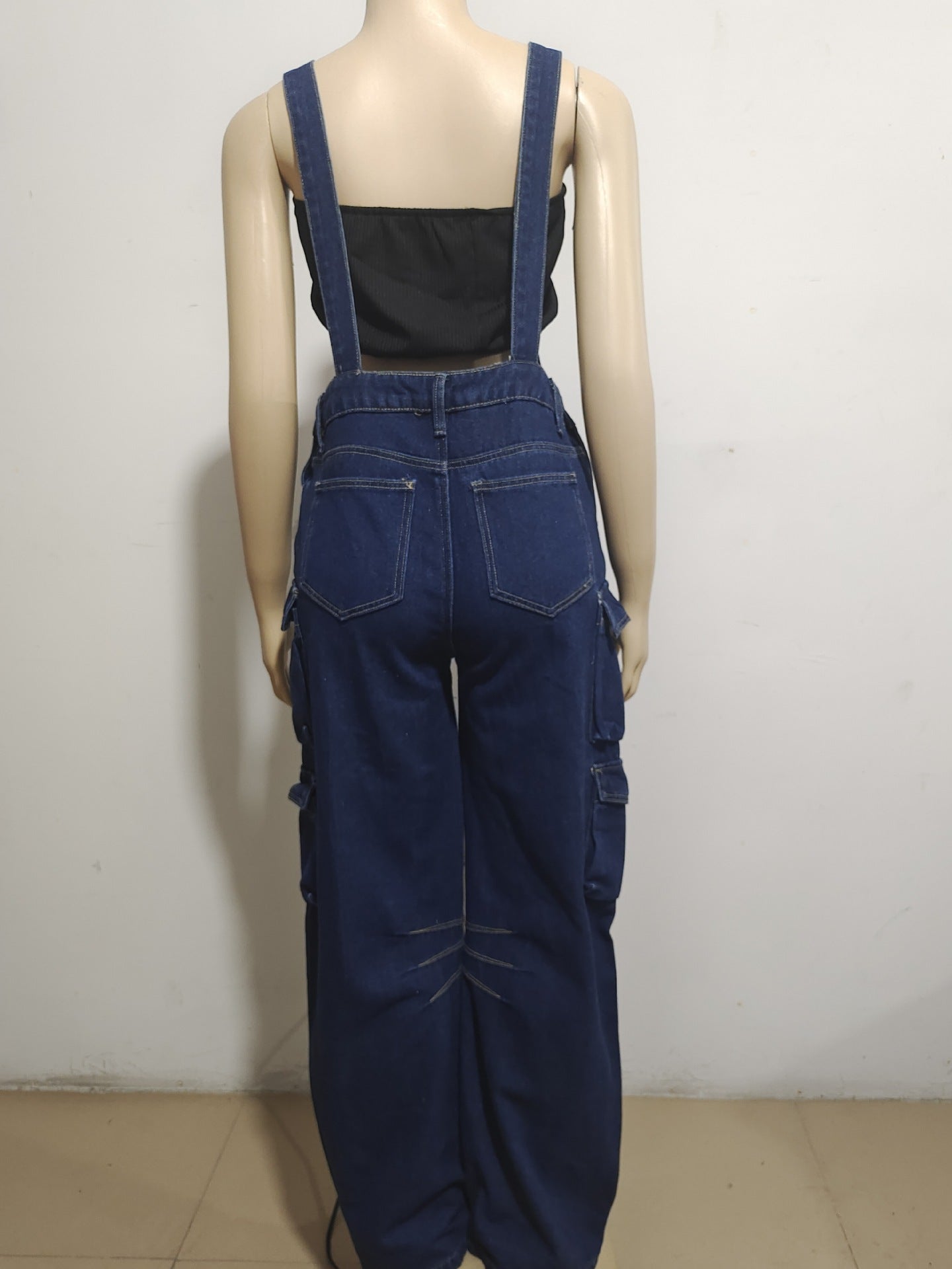 Women Loose Denim Pocket Jumpsuit 12