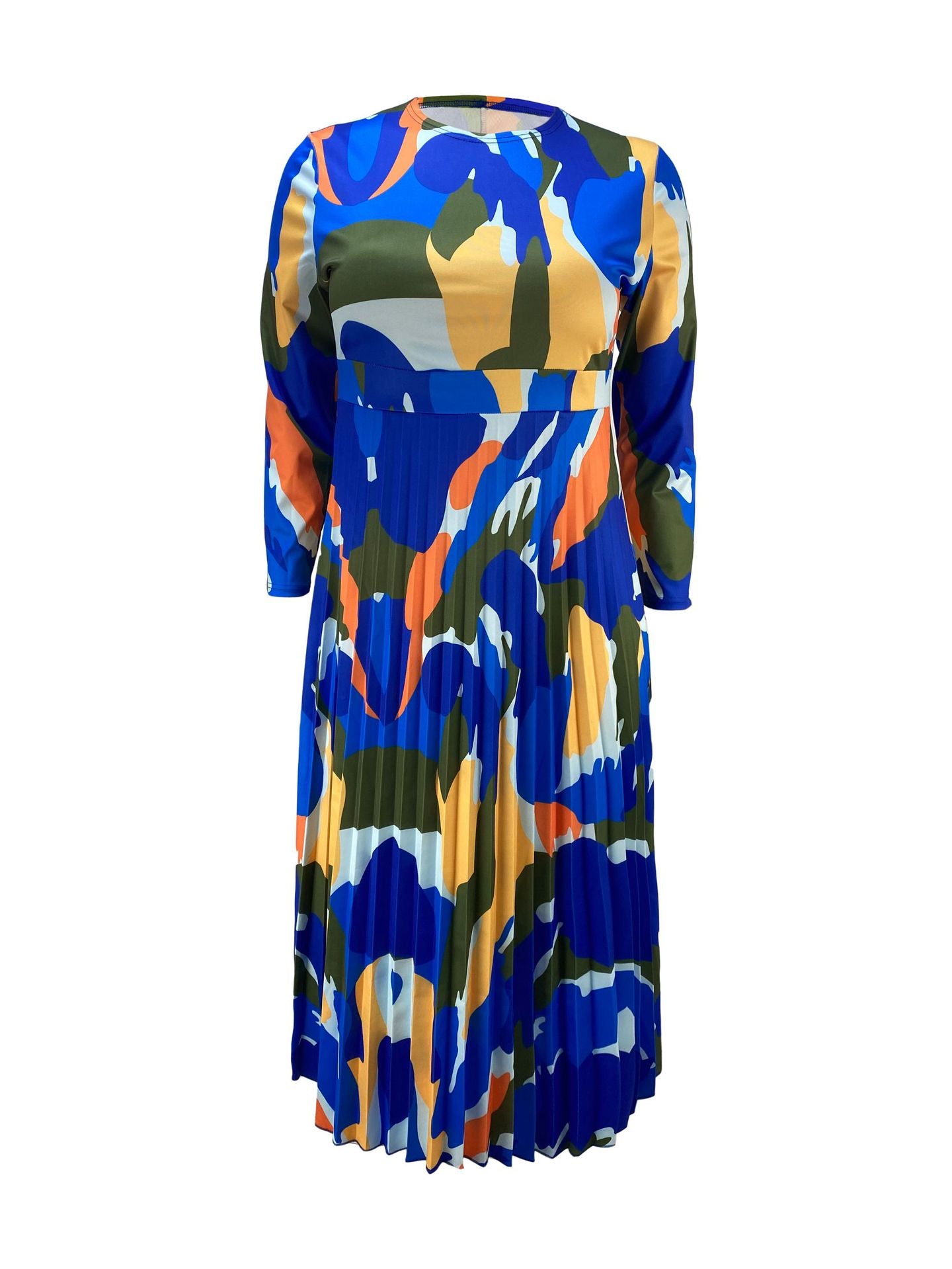Plus Size Women Printed Long Sleeve Dress 4