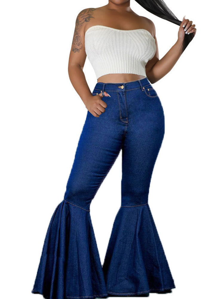 Women fashion stretchy Bell Bottom Denim Pants