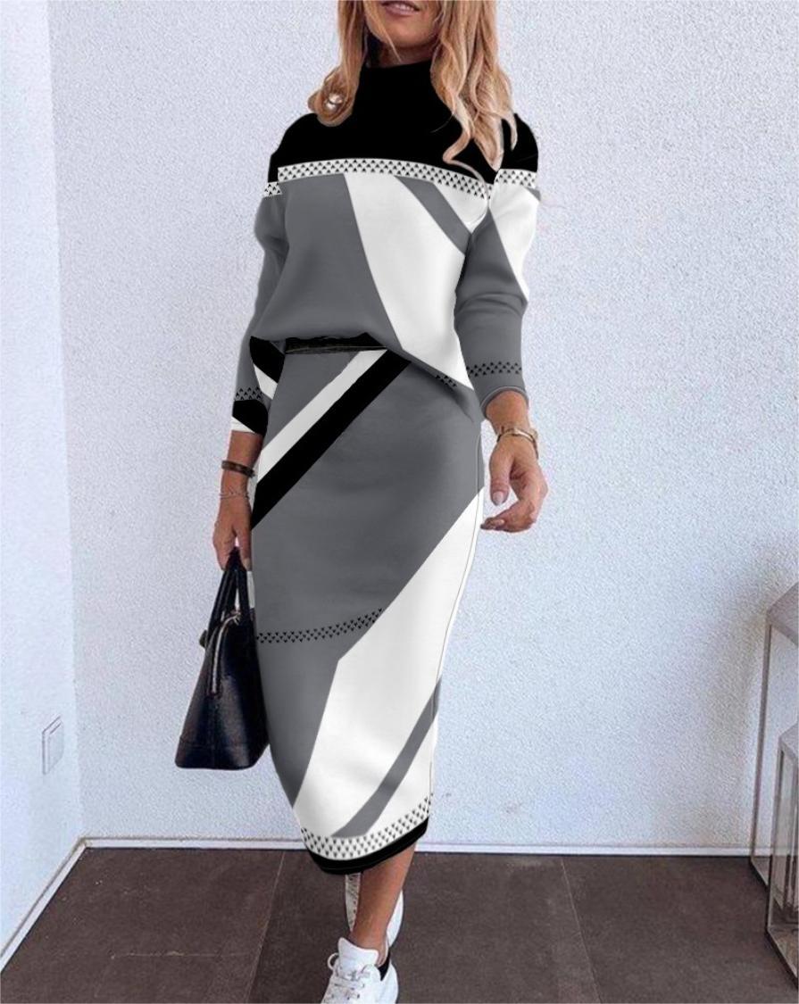 Plus Size Women Long Sleeve Turtleneck Dress 10
