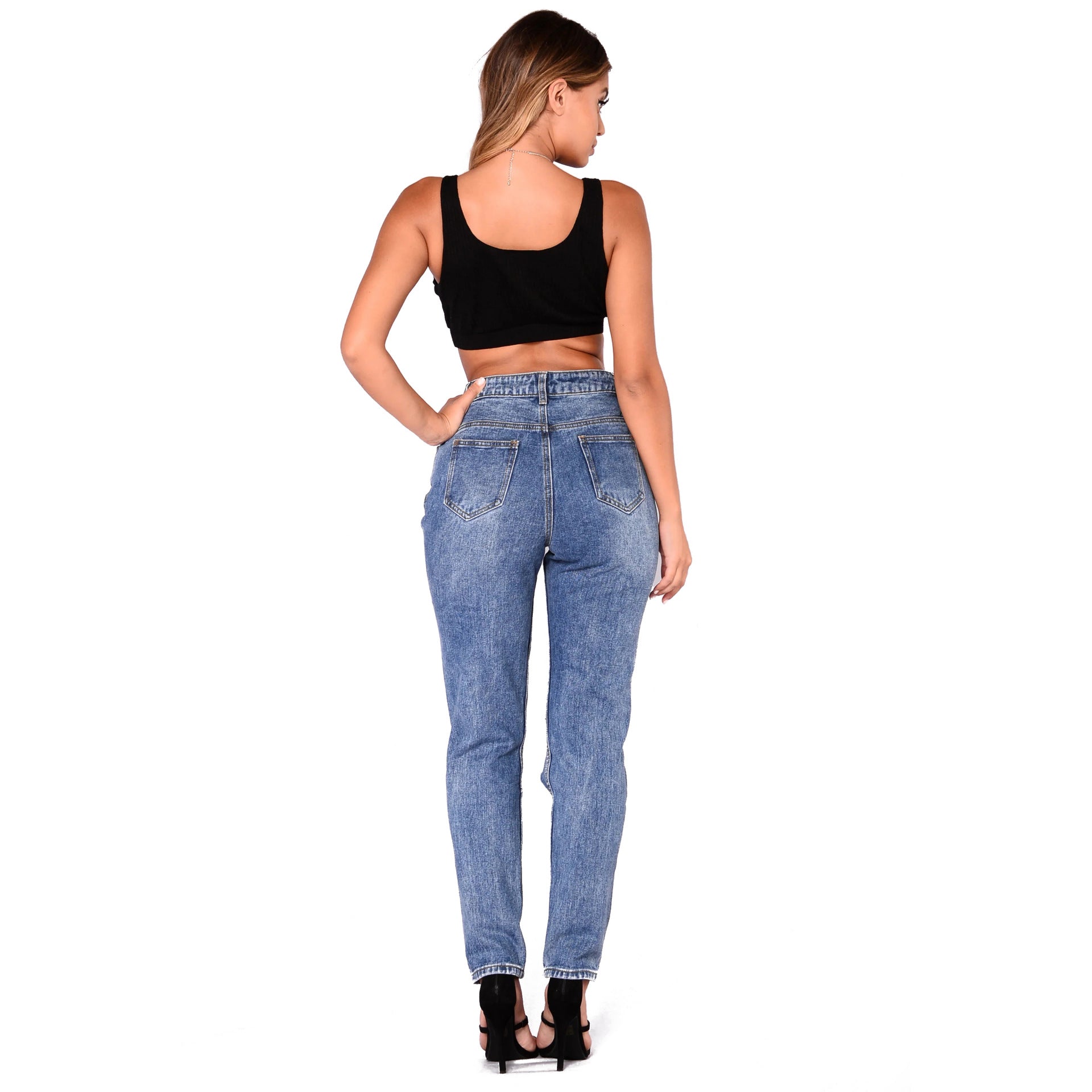 Ripped Slim Women's Denim Long Pants 5