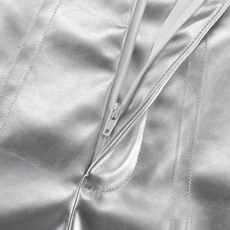 Women's Sexy High Waist Bodycon Metallic Pu Leather Skirt 10