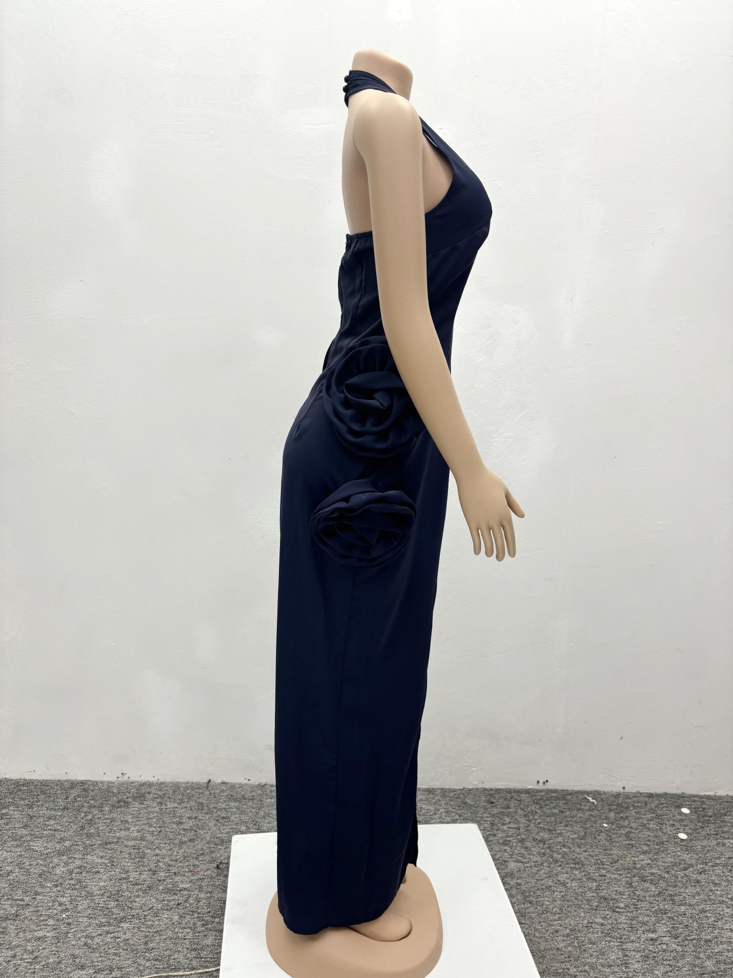 Elegant Women Flower Halter Slit Long Dress 10