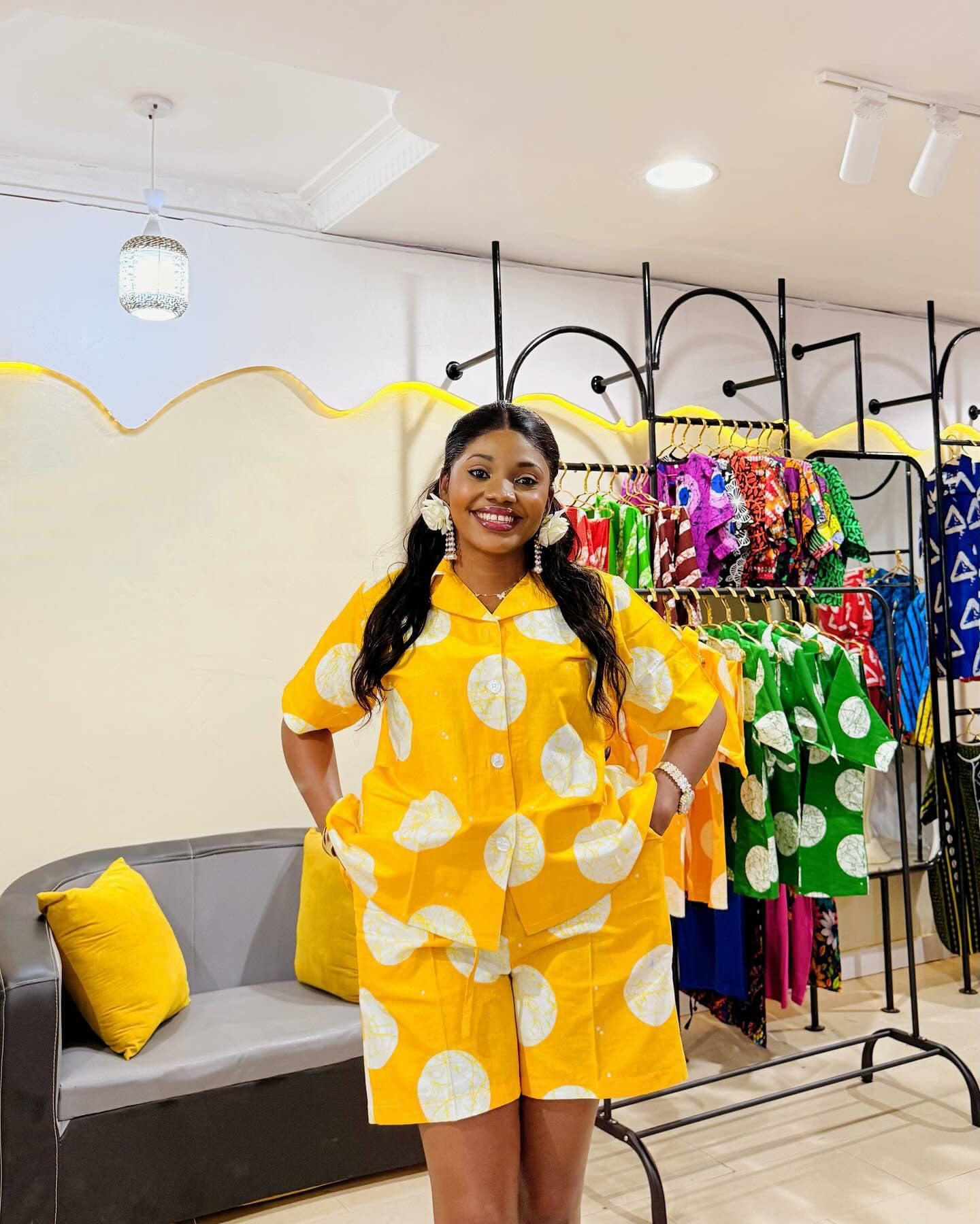 Plus-size African Women printed short-sleeved turndown collar shirt and casual shorts two-piece set 3