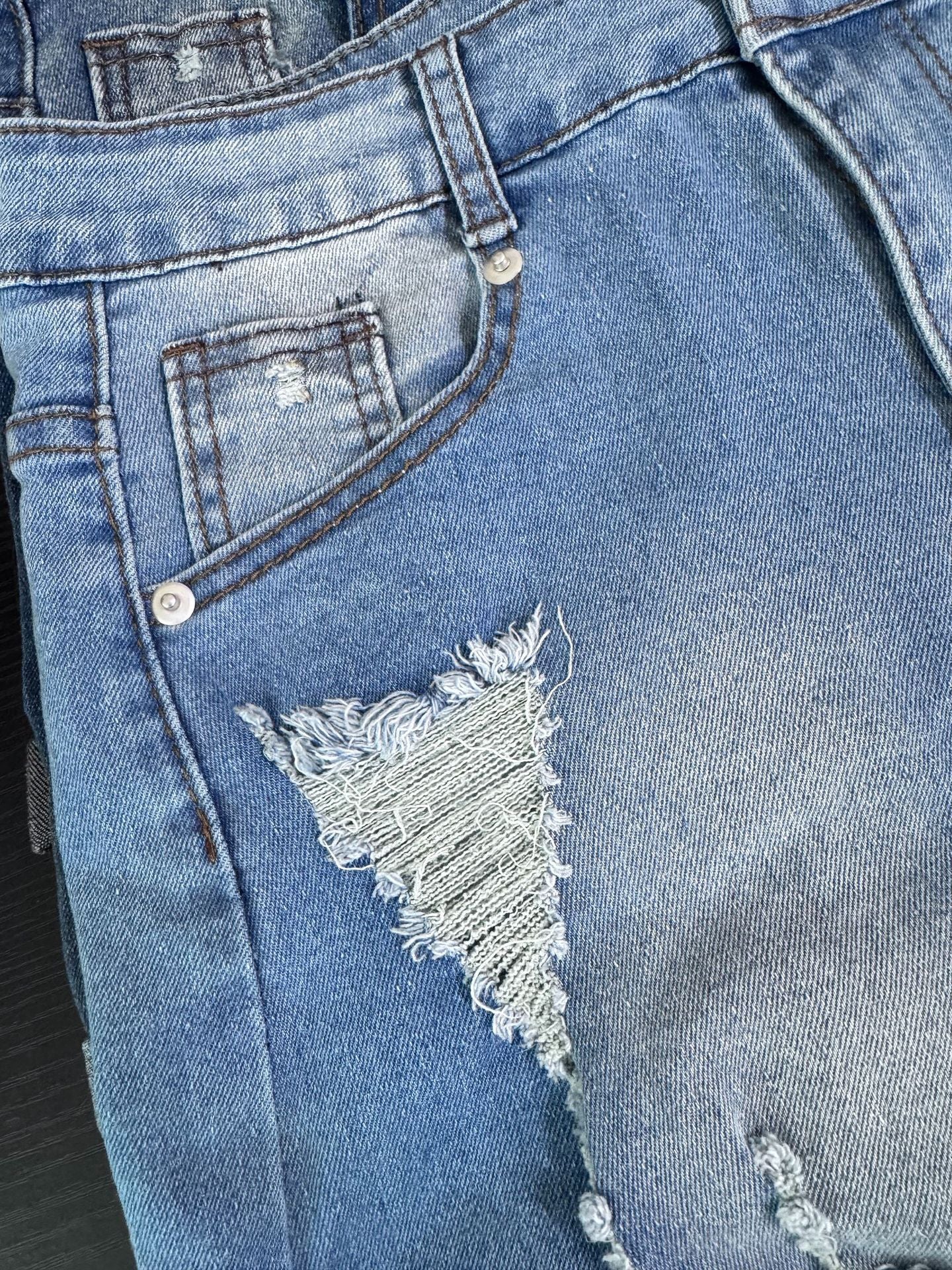 Plus Size Women Sexy Ripped Stretch Denim Shorts 12