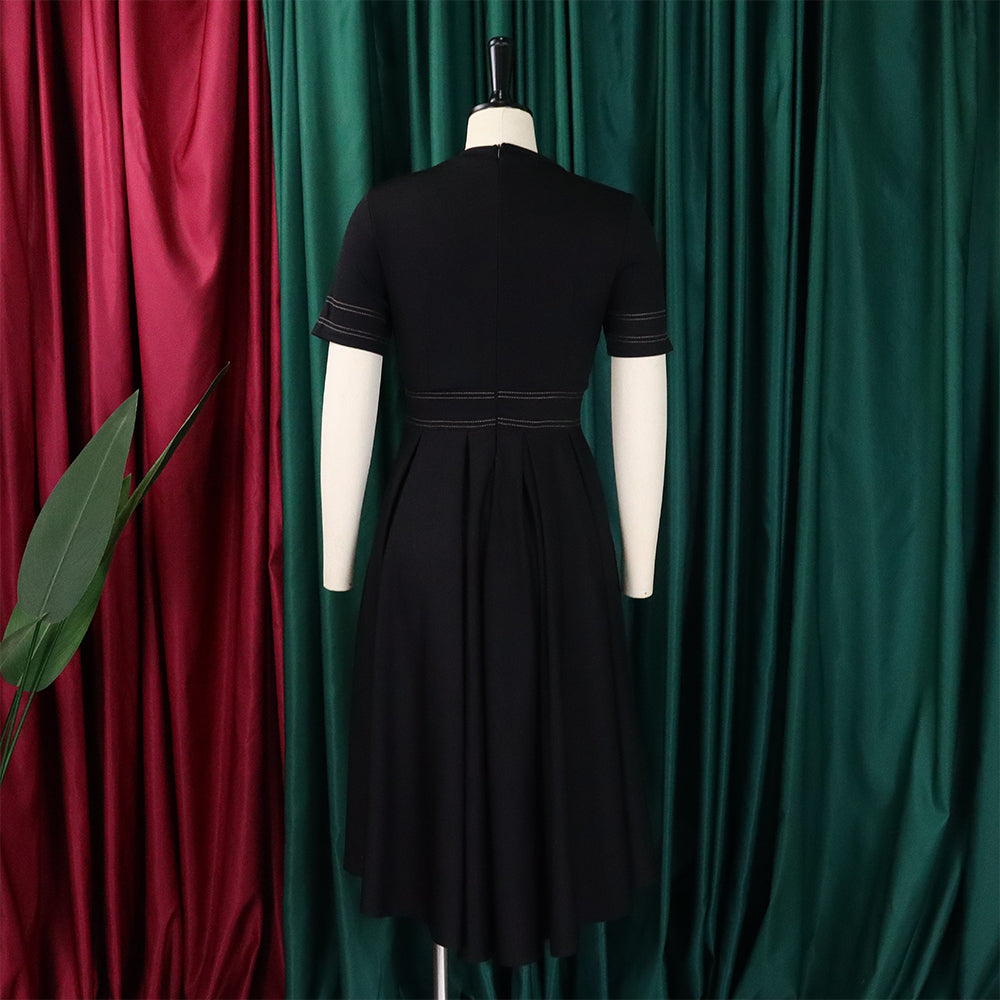 Plus Size Women's Summer Chic Elegant Oversized A-Line Short Sleeve Dress 13