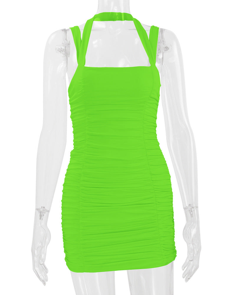 Women Sexy Backless Halter Neck Bodycon Dress 15