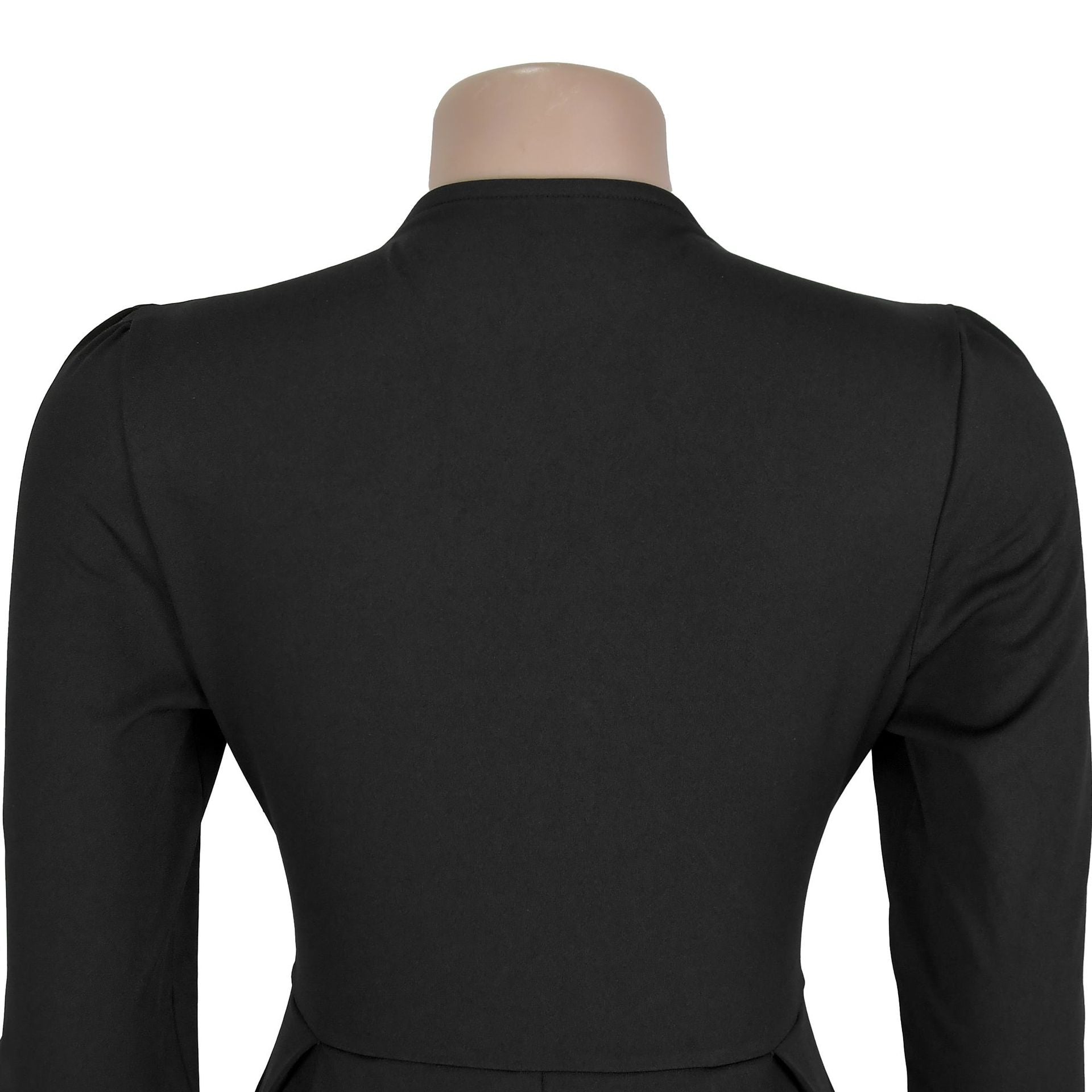 Women Cross Turndown Collar Long Sleeve Dress 19