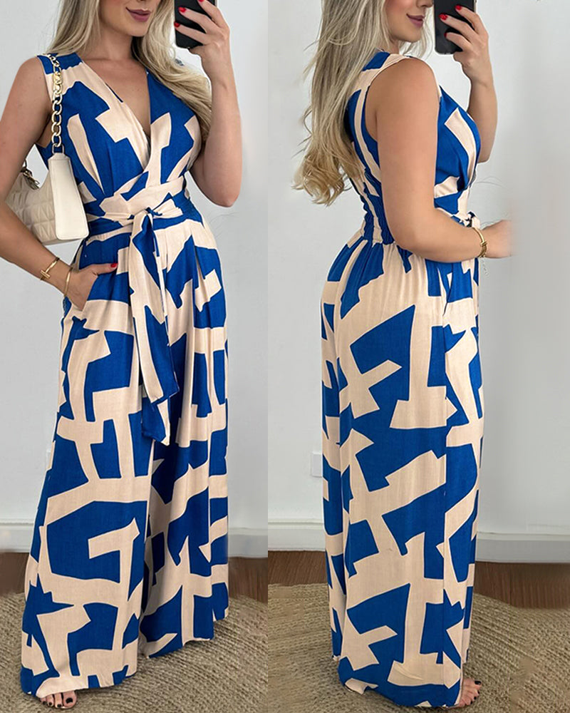 Women's Sleeveless Printed Jumpsuit