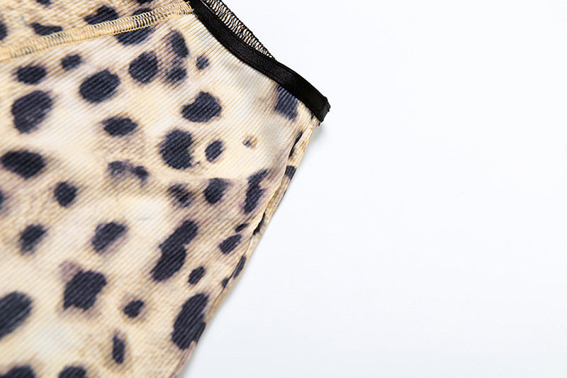 Women's Spring Leopard Print Slim Fitted Camisole and Casual Shorts Set 23