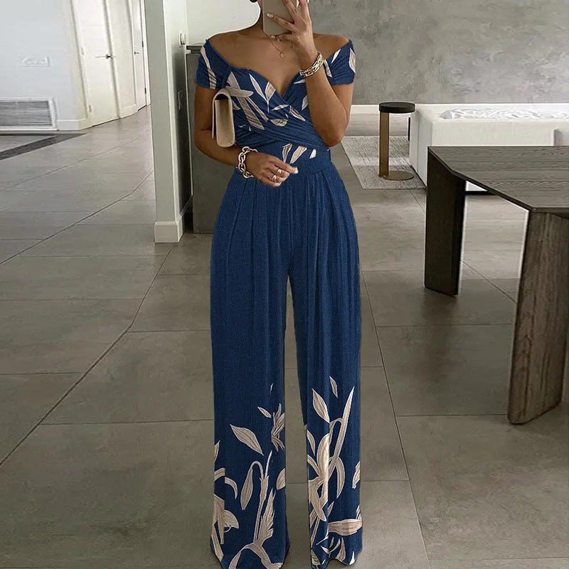 Summer Women's Fashion Chic Trendy Printed Wide Leg Jumpsuit 15