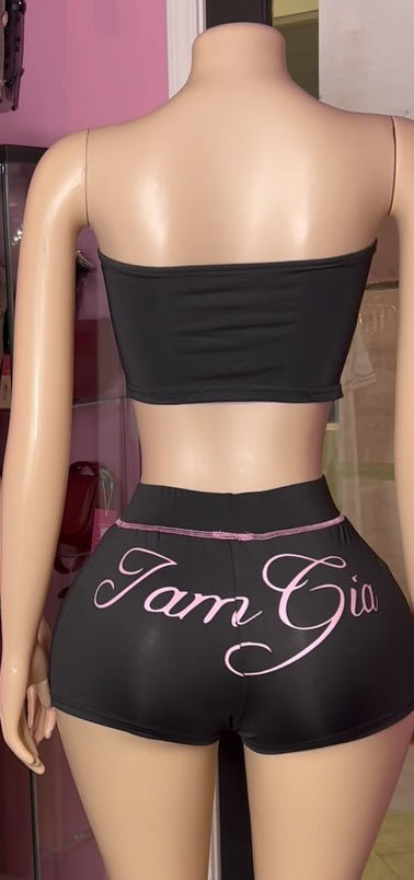 Women Retro Print Stretchy Strapless Sports Long-sleeved Top and Skirt Two-piece Set 3