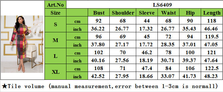 Women's Fashion Positioning Contrast Print Side Slit Slim Dress With Belt 7