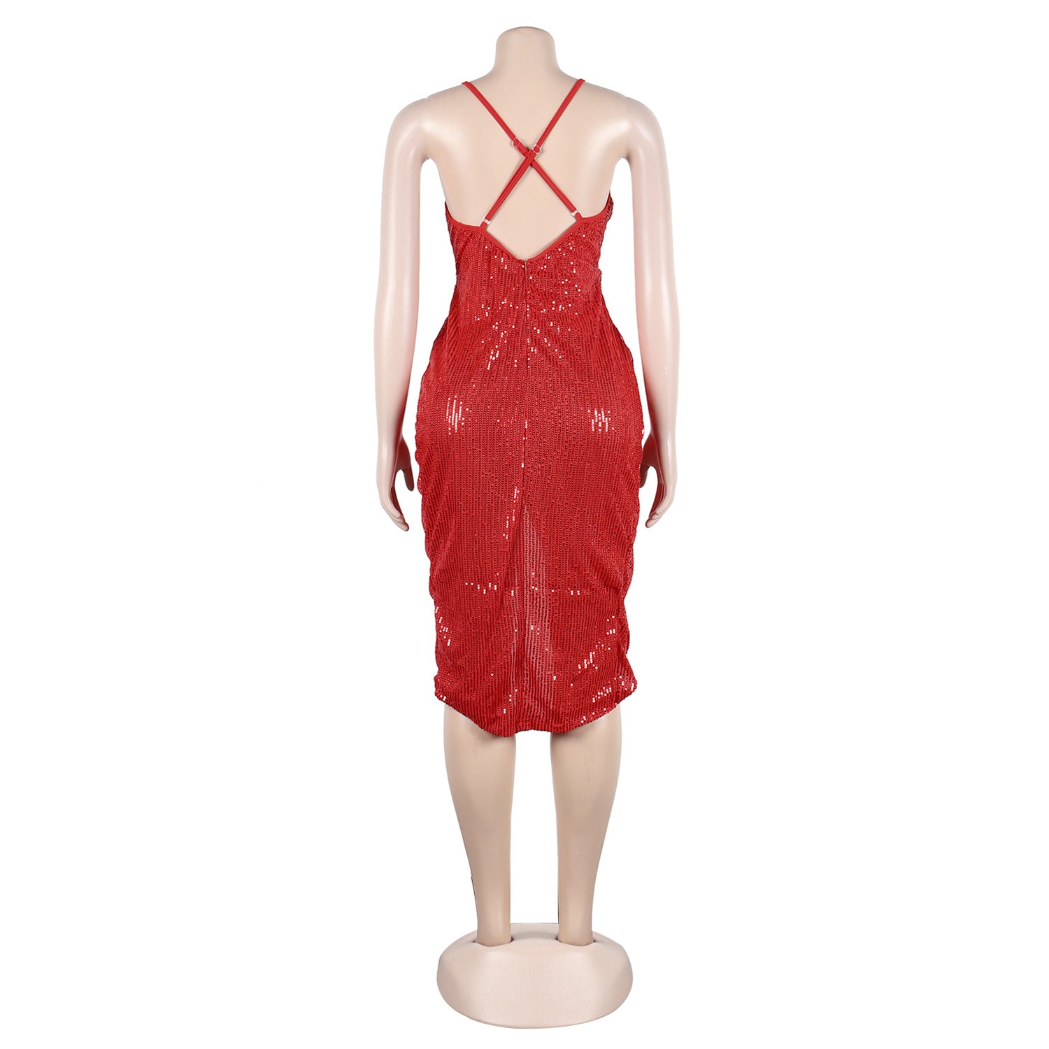 Sexy sequin strap slit dress nightclub dress 17