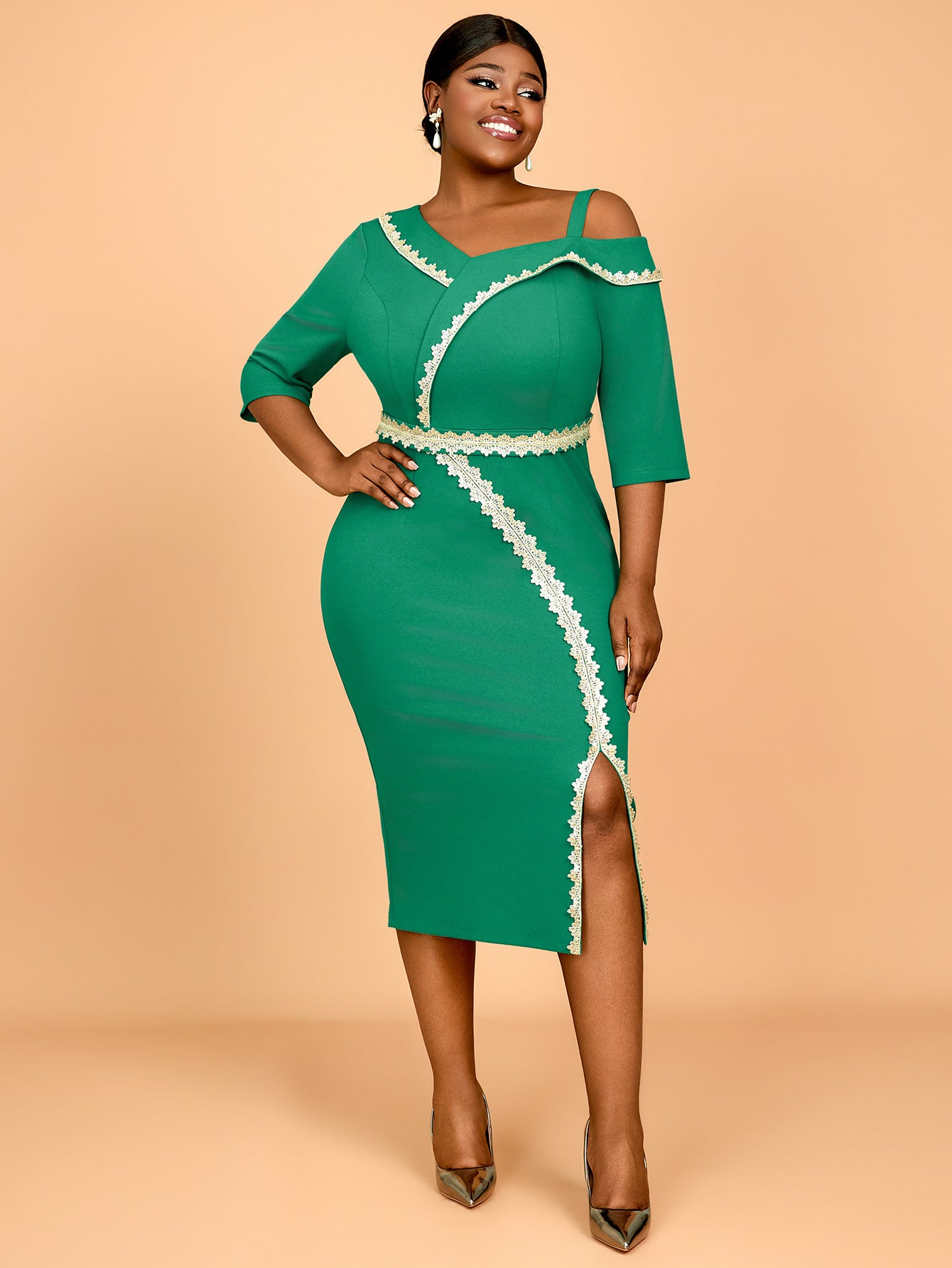 Women Sexy One Shoulder Off Shoulder Party Formal Party Dress 5