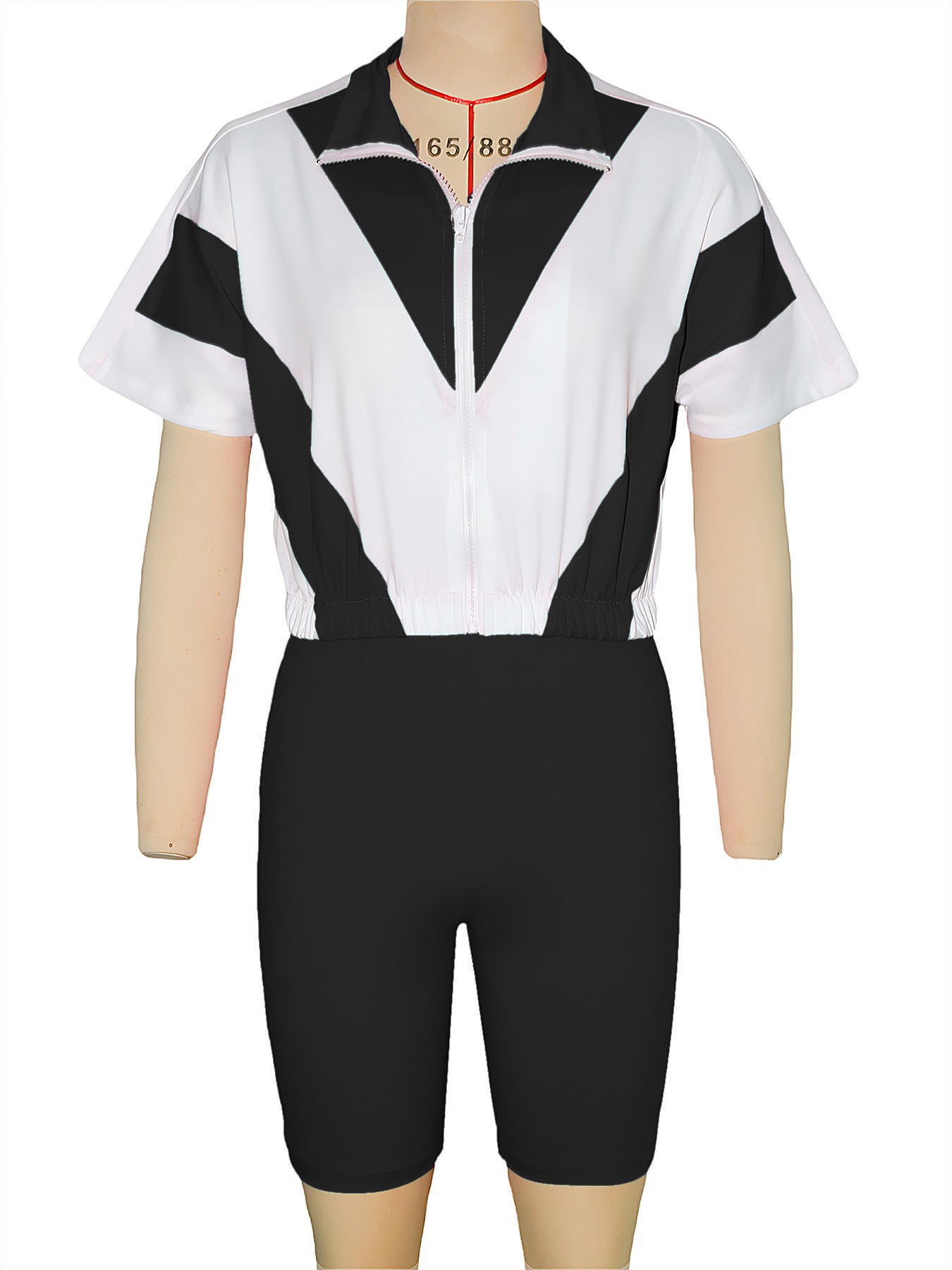 Women contrast color sports Casual short-sleeved Top and shorts two-piece set 18