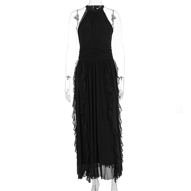 Summer Women's Chic Flounce Slim Waist Slim Fit Ruffled Dress 8
