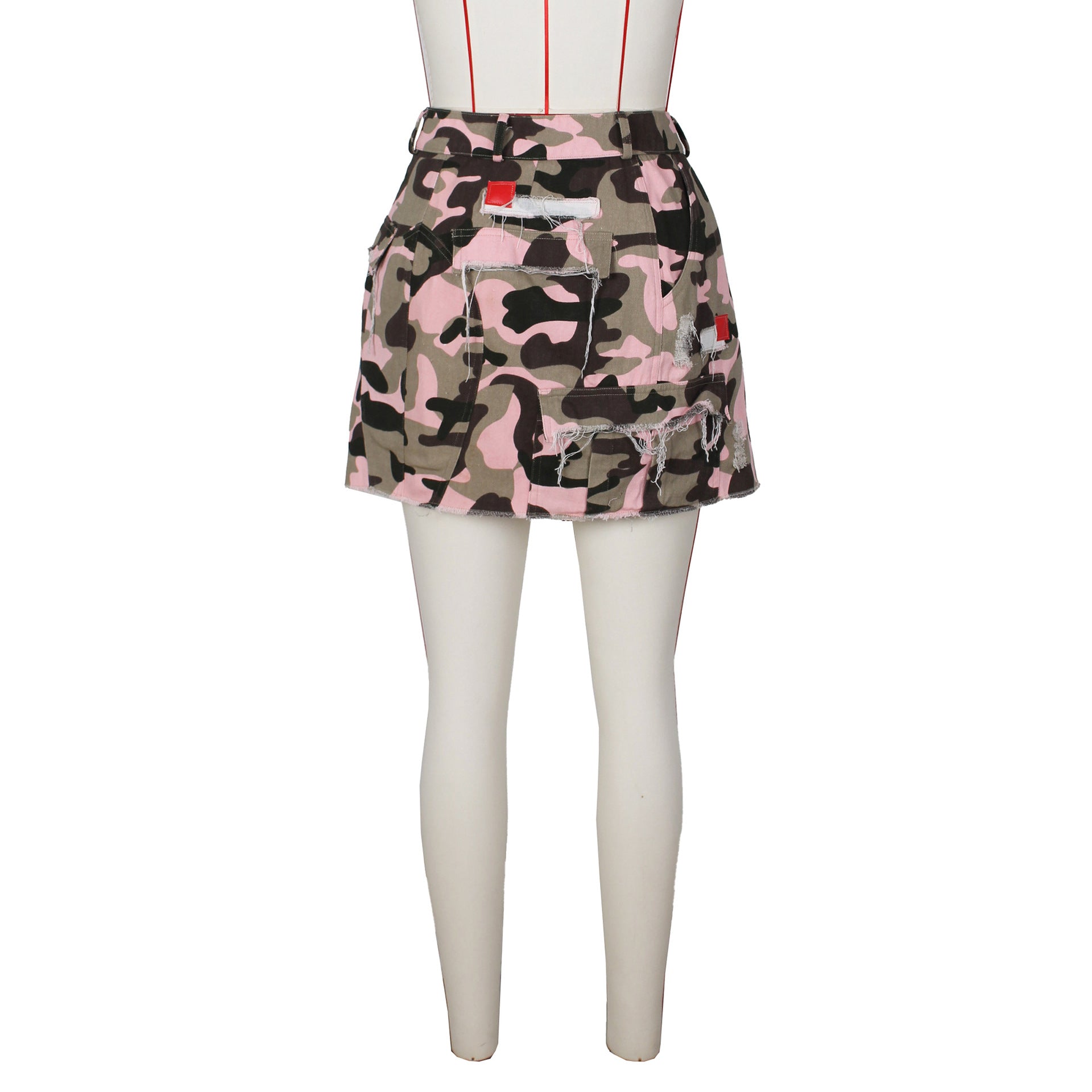 Women Summer Camouflage Patch Skirt 16