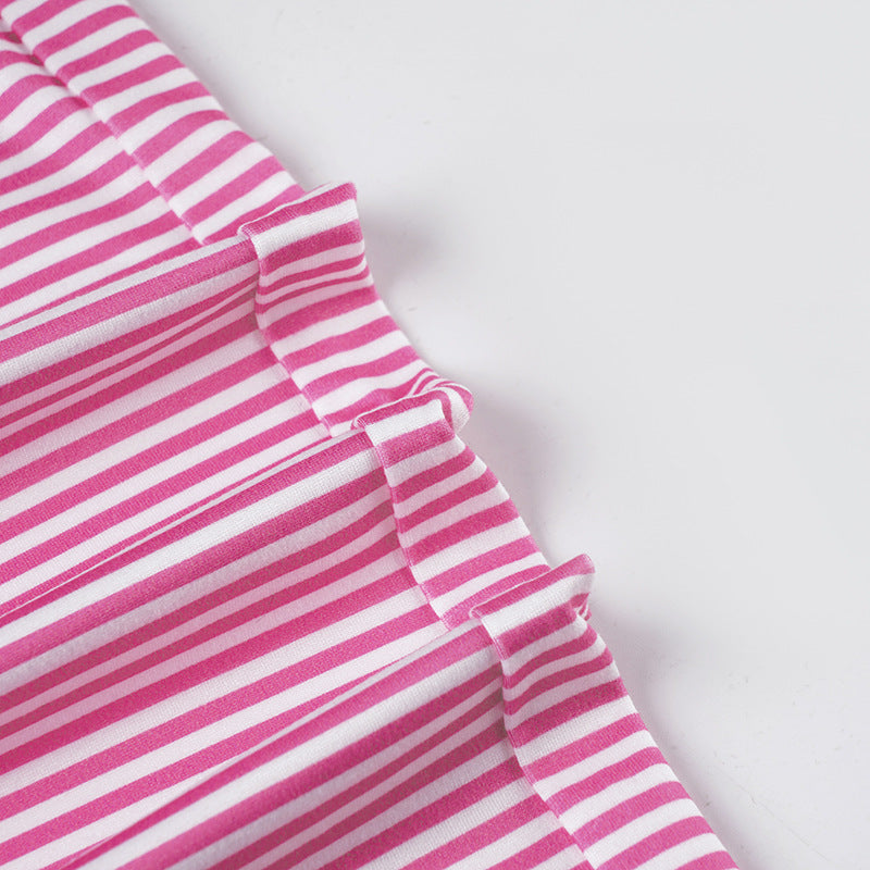 Women's Casual Loungewear High-Waisted Striped Knit Pants Wide-Leg Trousers 24