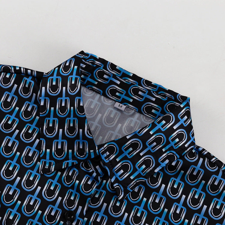 Autumn Chic Outfit Printed Long Sleeve Turndown Collar Shirt Wide-Leg Pants Fashion Two-Piece Suit 9