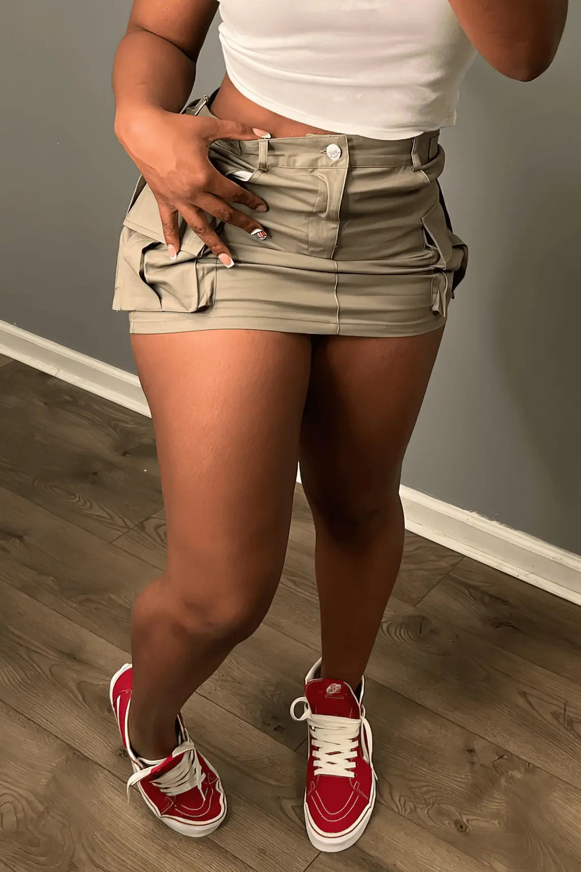 Women Streetwear Solid High Waist Mini Skirt