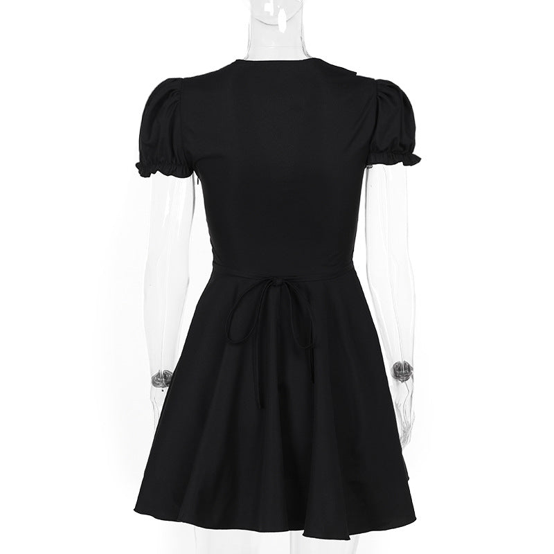 Women summer puff sleeve V-neck sexy puffy dress 8