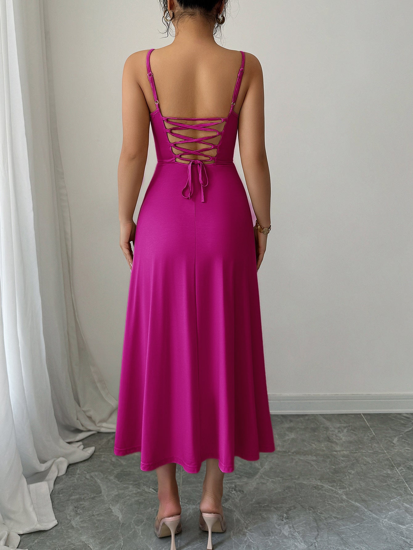 Spring/Summer Chic Elegant Strap Slim Waist Long Dress 7