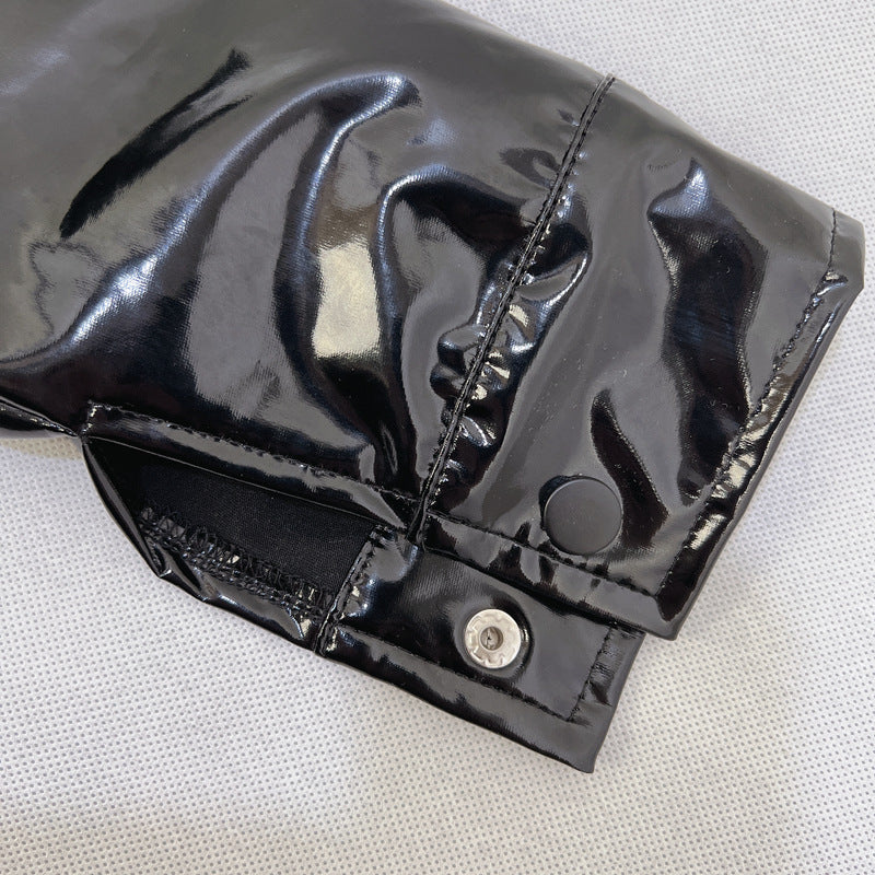 Women's Turndown Collar Pu Long Sleeve Women's Single Breasted Leather Jacket 12